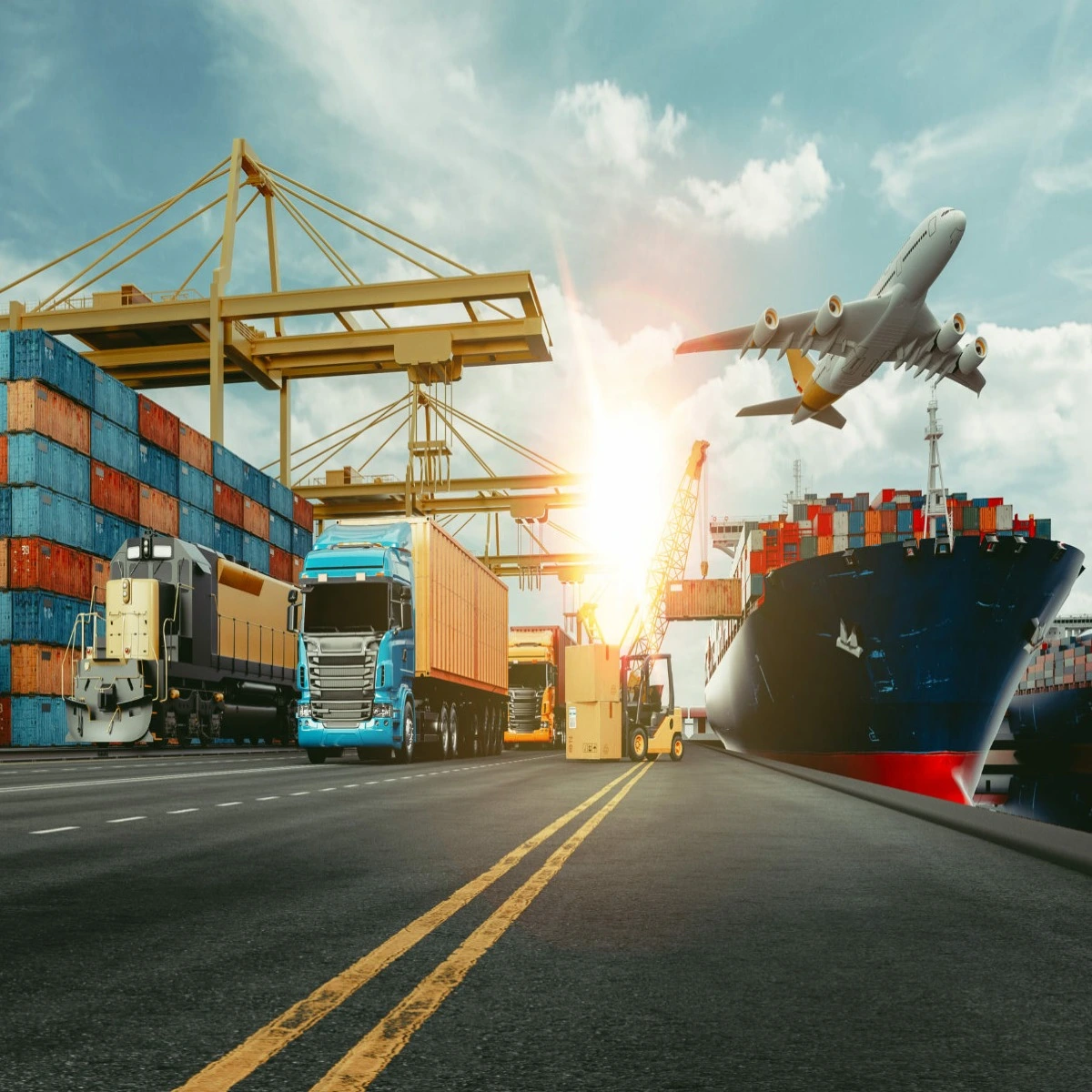 different types of transportation in freight forwarding business such as air freight, land freight, multimodal and rail freight