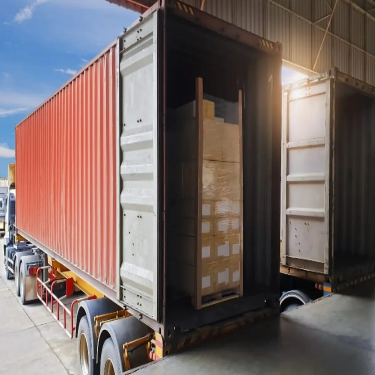 a truck loaded with cargo and products for truck transport from Iran to CIS