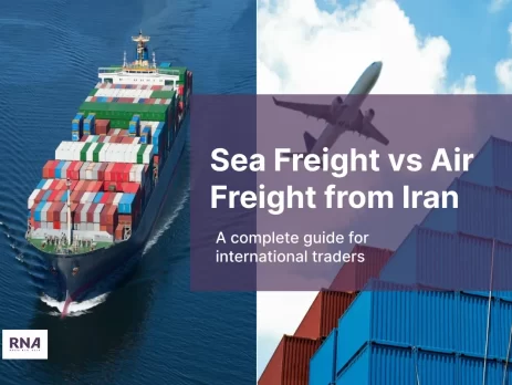 a picture that shows the key differences between sea freight vs air freight from Iran