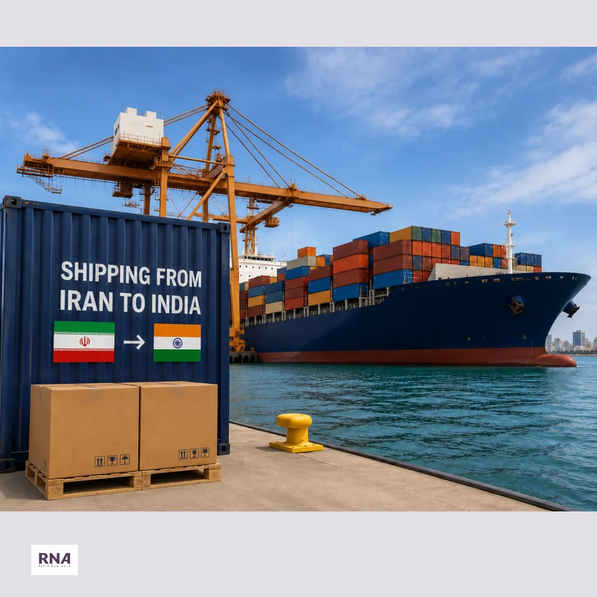 a picture showing shipping goods from Iran to India