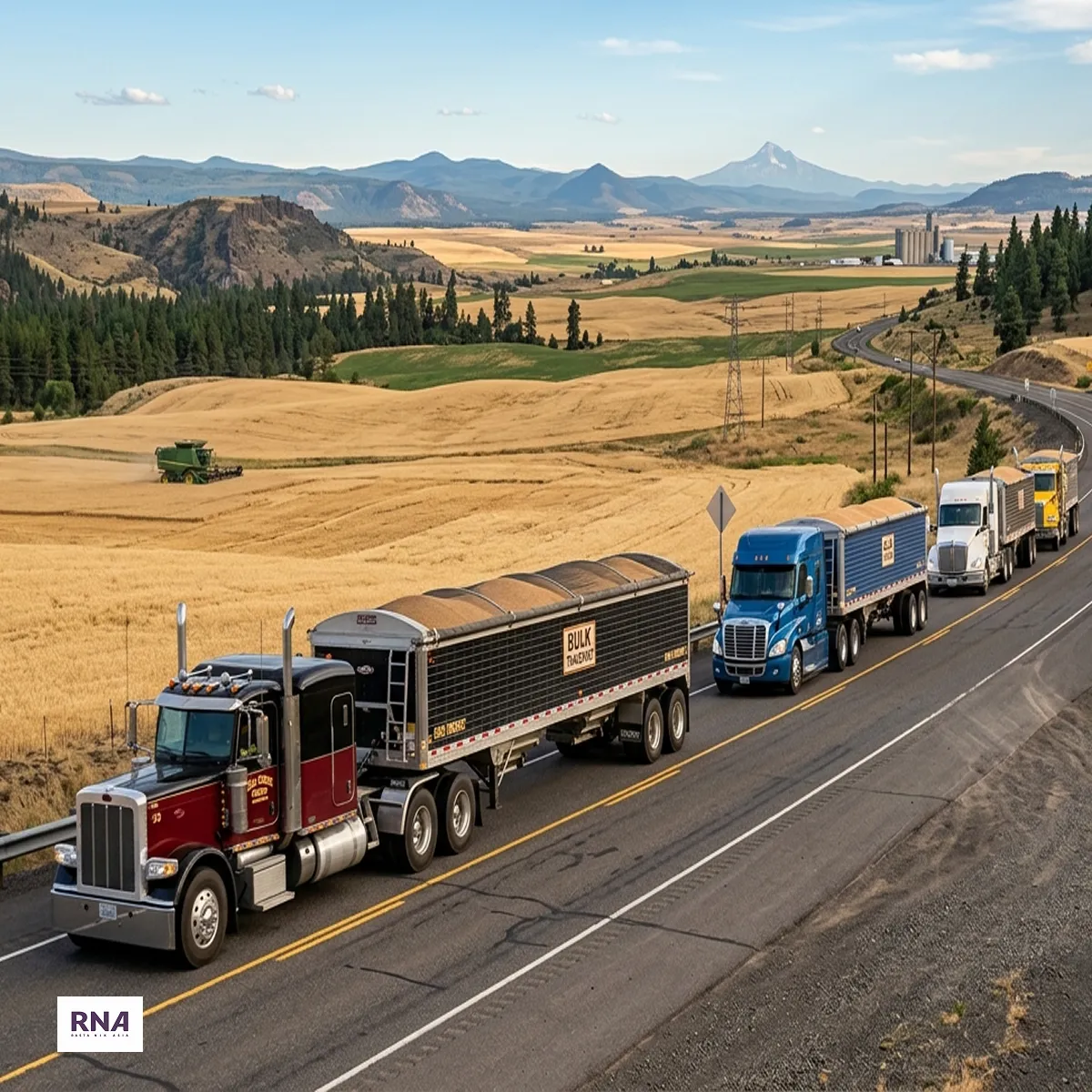 Trucks transporting bulk agricultural cargo across the Bazargan border into Turkey