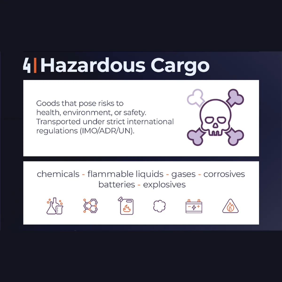 a detailed infographic of hazardous cargo in main cargo classification