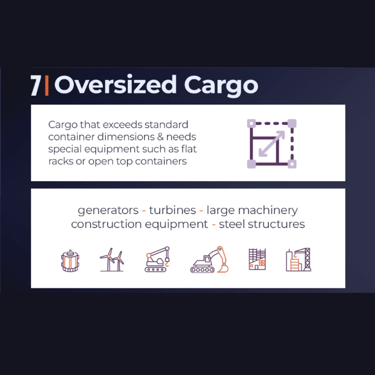 a detailed infographic of oversized cargo in main cargo classification